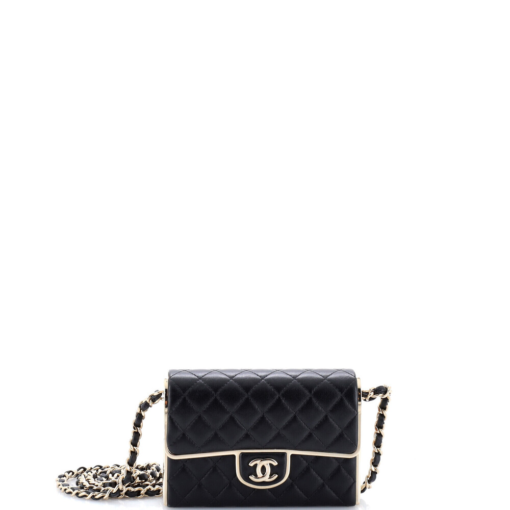 Chanel Small Metal Frame Evening Bag Quilted Lambskin
